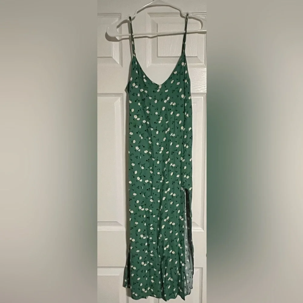 Reformation Green Floral Midi Slip Dress - Picture 3 of 5